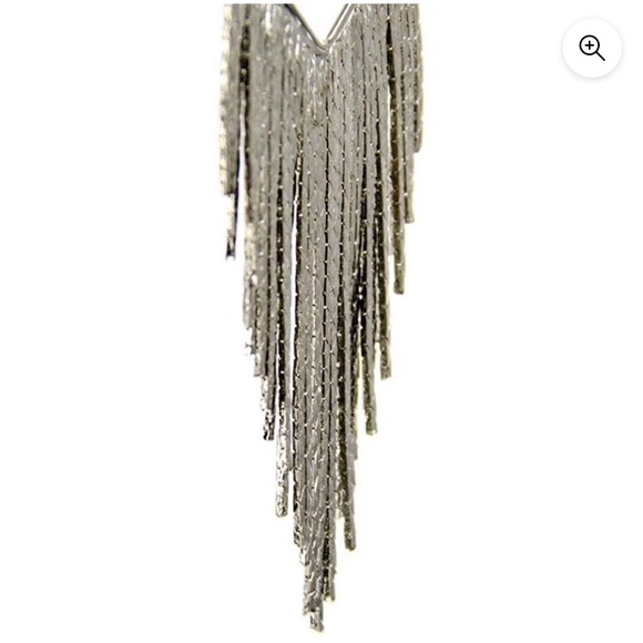 Charming Charlie 5 Inch Mesh Chandelier Drop Dangle Earrings - Silver New - Picture 4 of 5